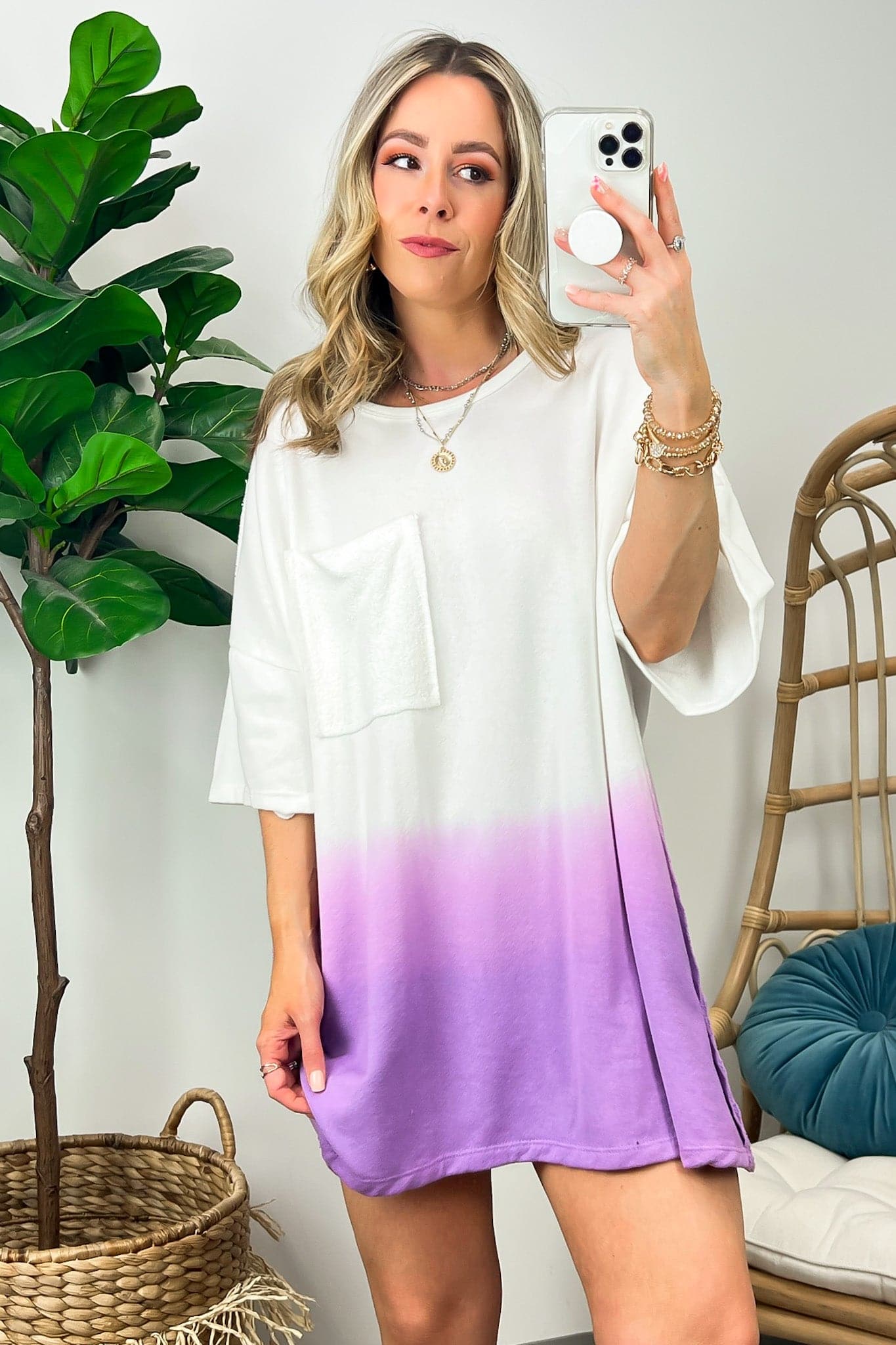  Quinlynn Ombre Dye Tunic Tee - FINAL SALE - Madison and Mallory