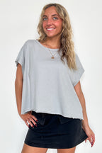 Light Gray / S Rachel Open Back Cotton Tee - Madison and Mallory