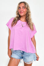 Mauve / S Rachel Open Back Cotton Tee - Madison and Mallory