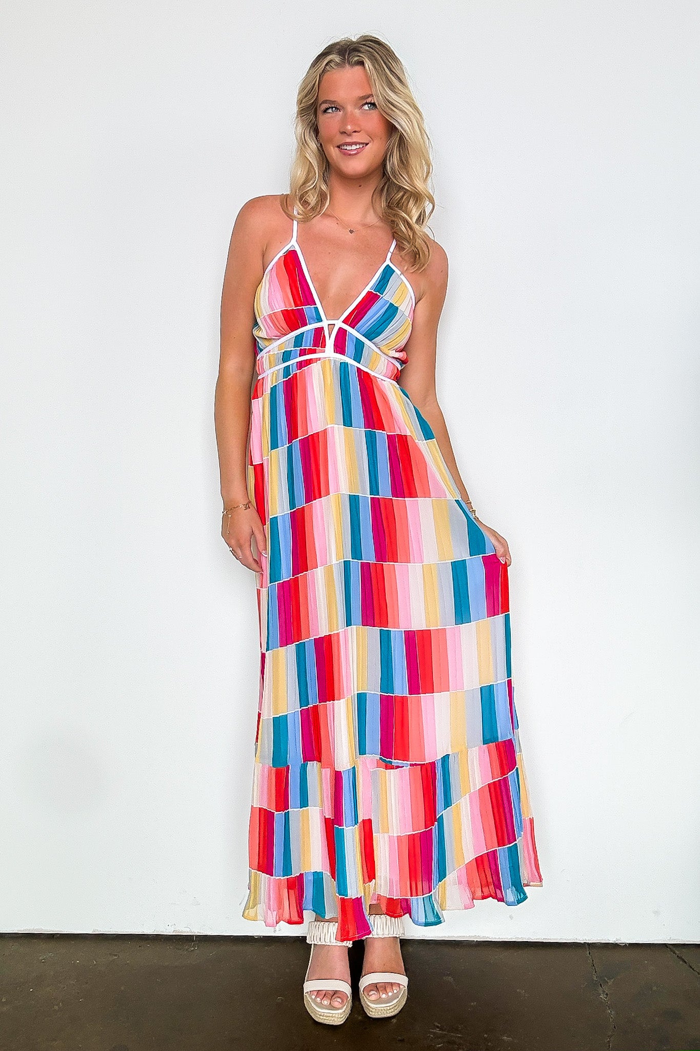 Rainbow Summer Multi Color Maxi Dress - Madison and Mallory