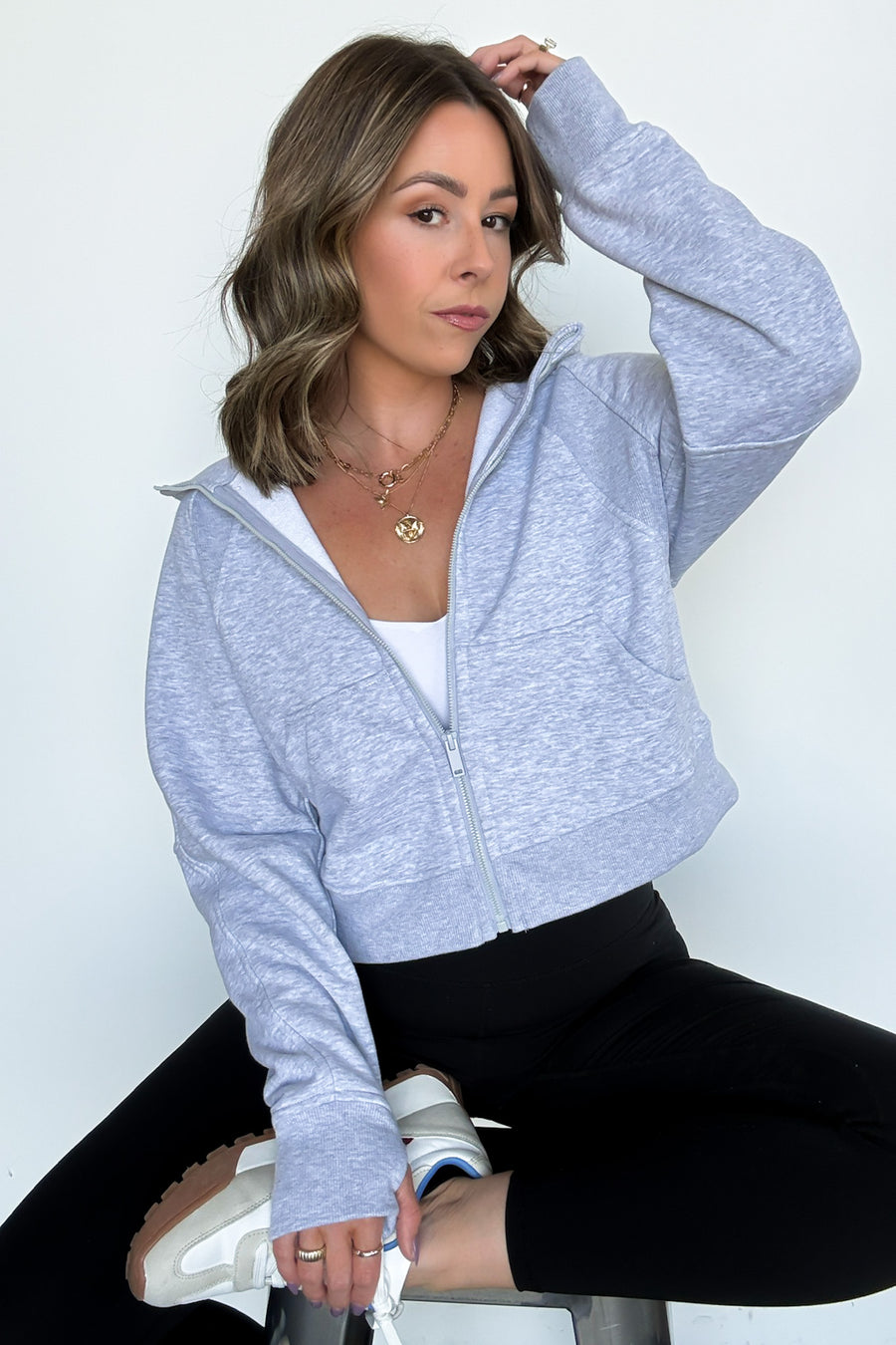 Heather Gray / S Raylee French Terry Zip Up Hoodie - Madison and Mallory