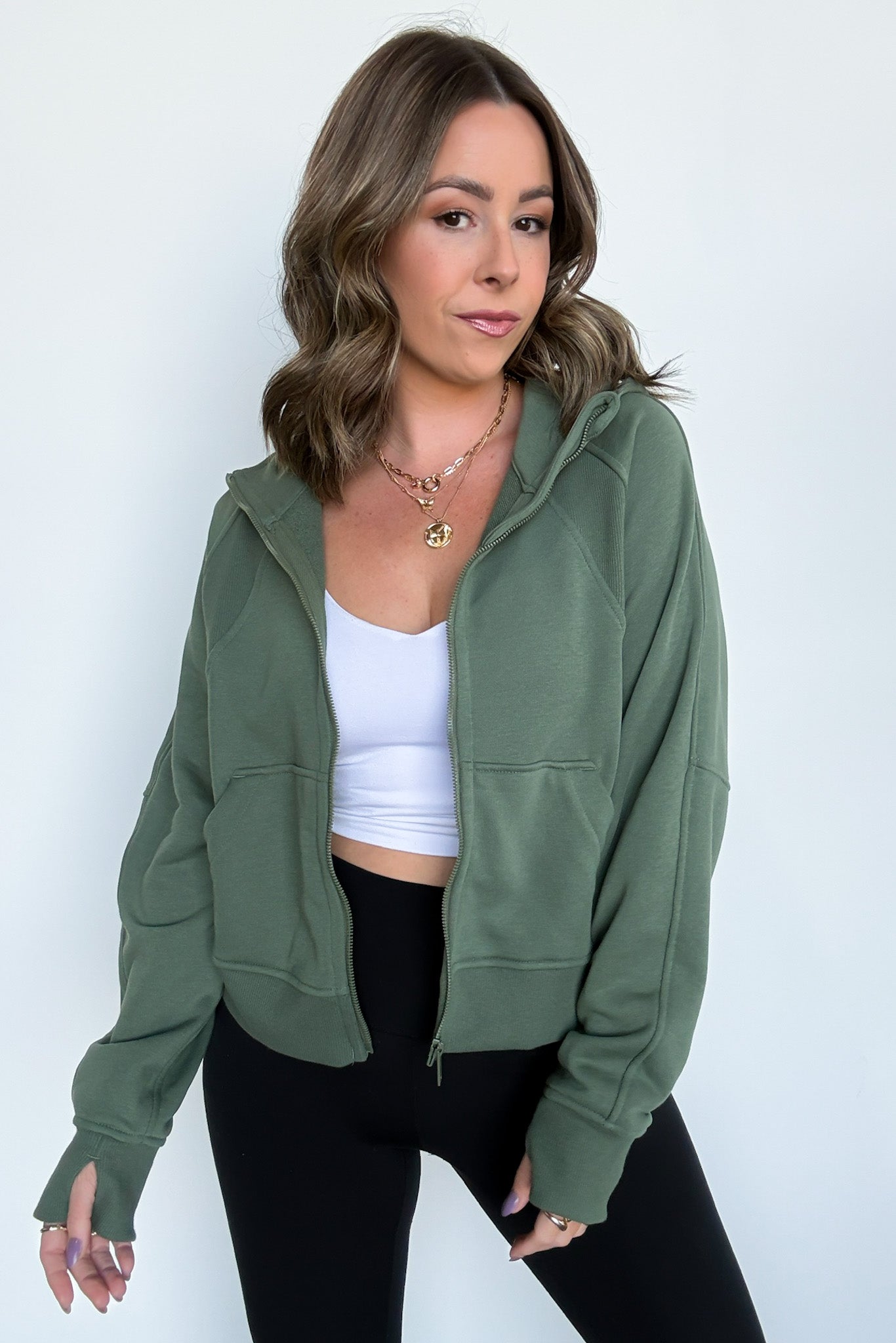 Light Olive / S Raylee French Terry Zip Up Hoodie - FINAL SALE - Madison and Mallory