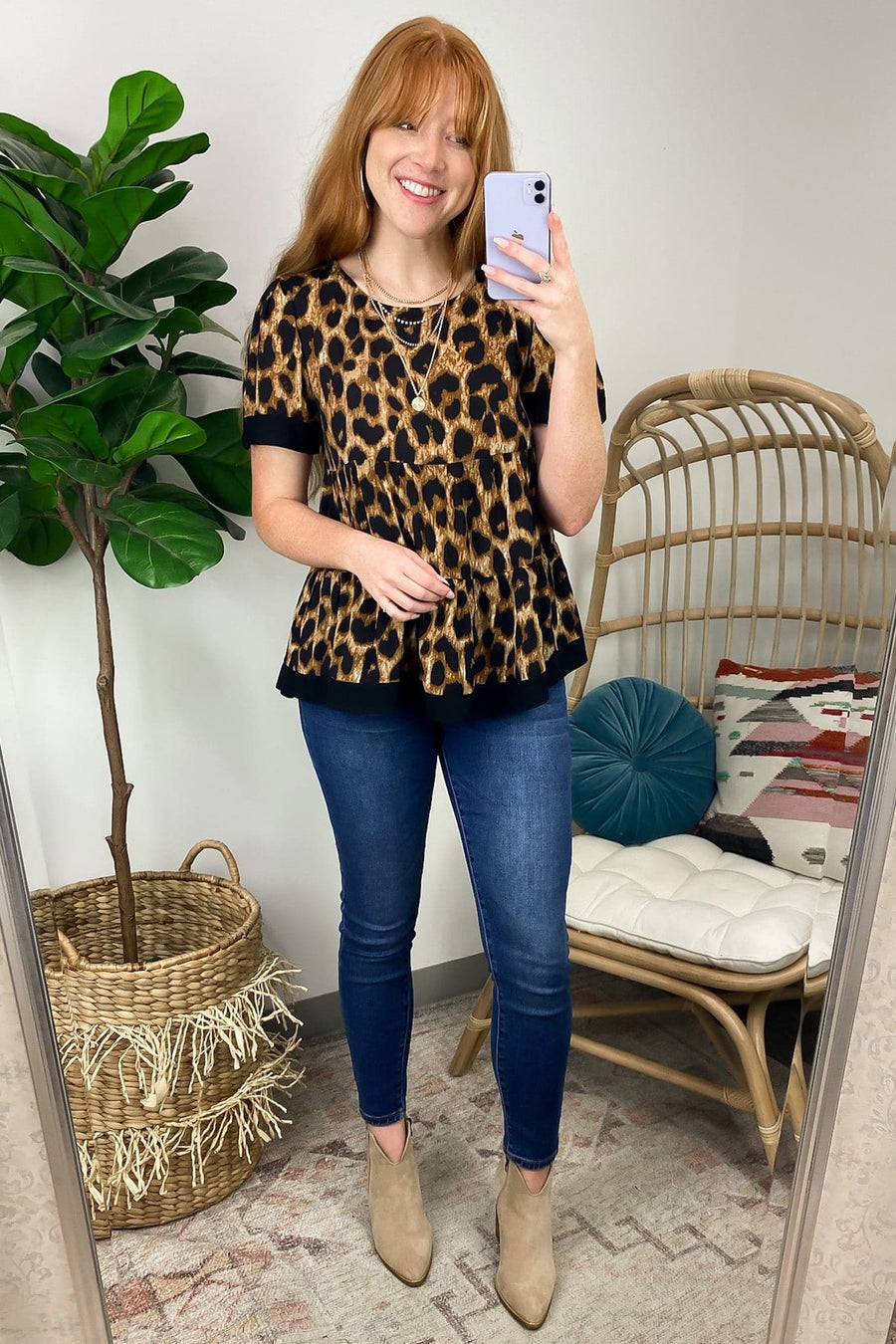  Ready to Adore Animal Print Babydoll Top - FINAL SALE - Madison and Mallory