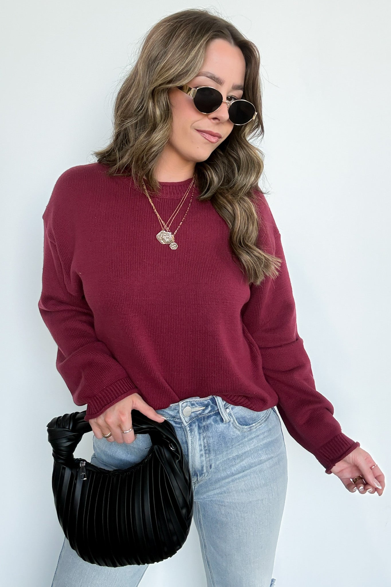 Mulberry / S Rebecca Lace Up Back Sweater - Madison and Mallory