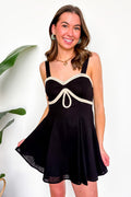S / Black Refined Breeze Braid Trim Detail Linen Dress - Madison and Mallory