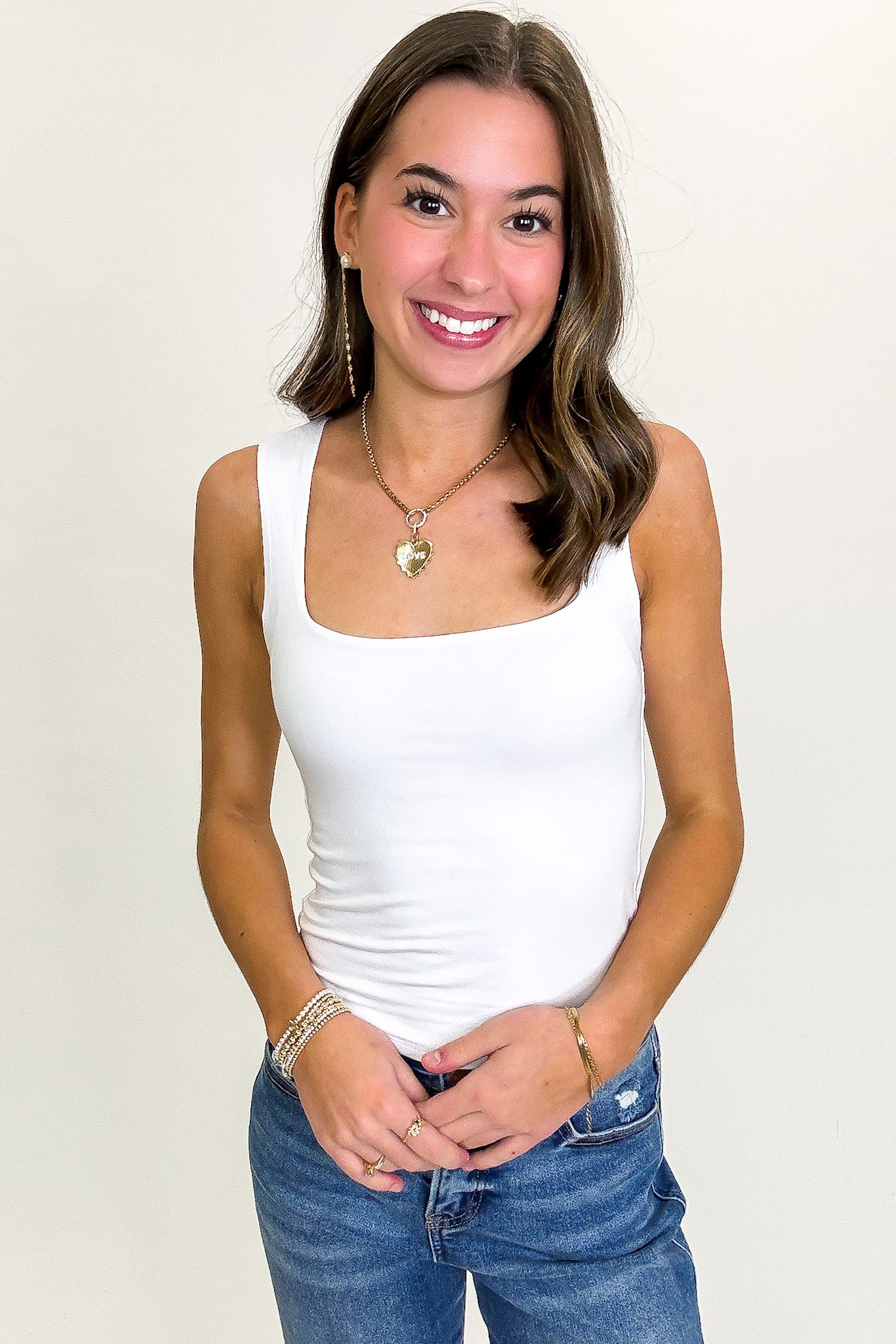 Refined Frame Square Neck Tank Top - Madison and Mallory