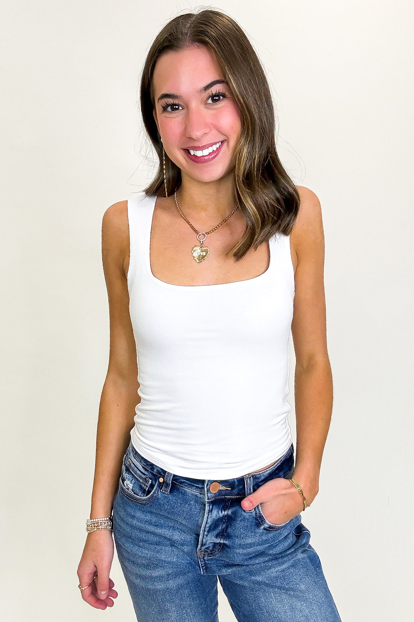 Refined Frame Square Neck Tank Top- FINAL SALE - Madison and Mallory