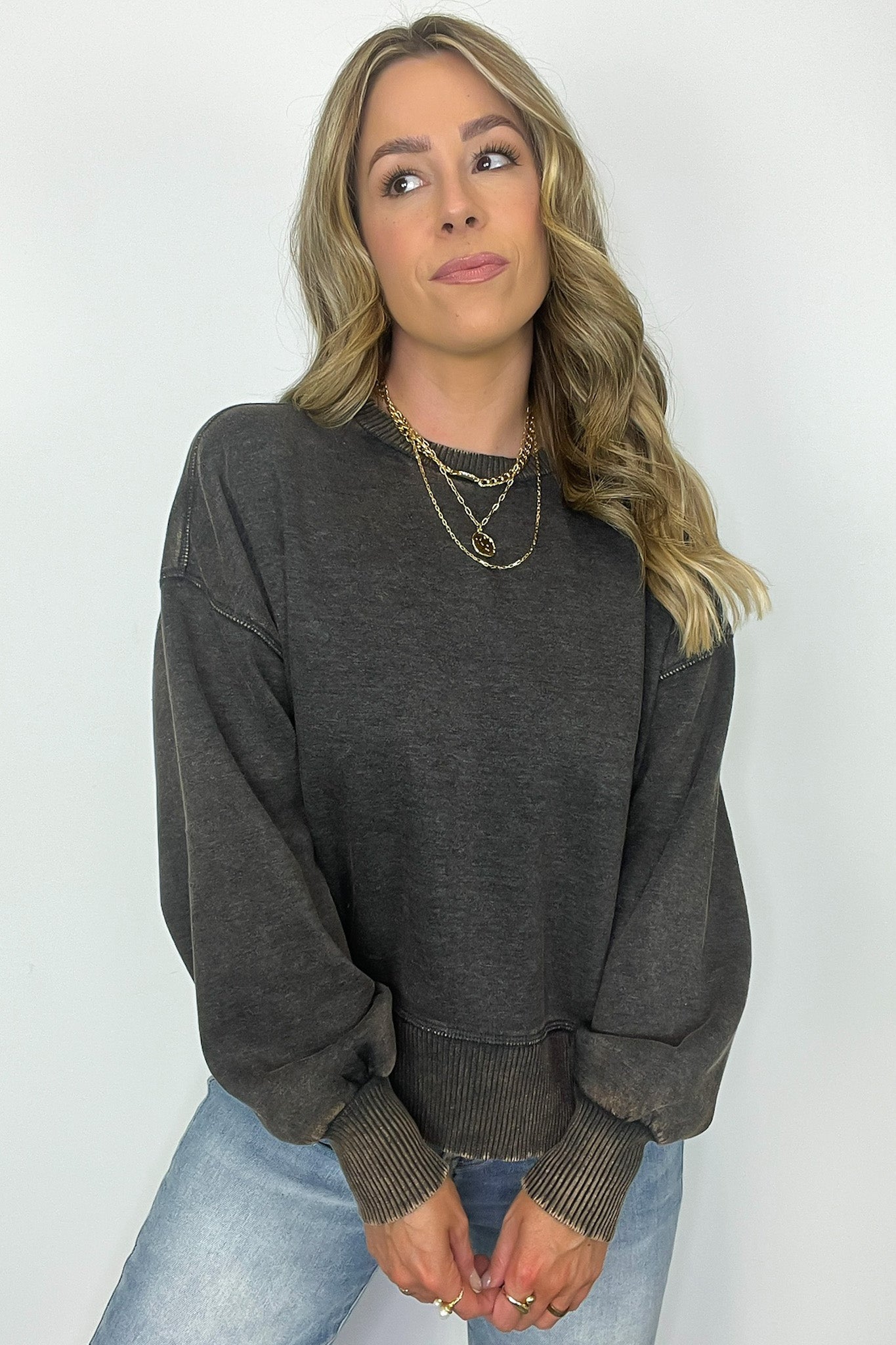  Refined Relaxation Acid Wash Pullover - BACK IN STOCK - Madison and Mallory