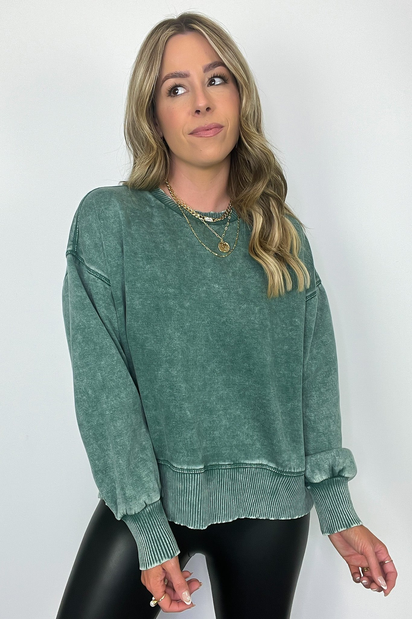  Refined Relaxation Acid Wash Pullover - BACK IN STOCK - Madison and Mallory