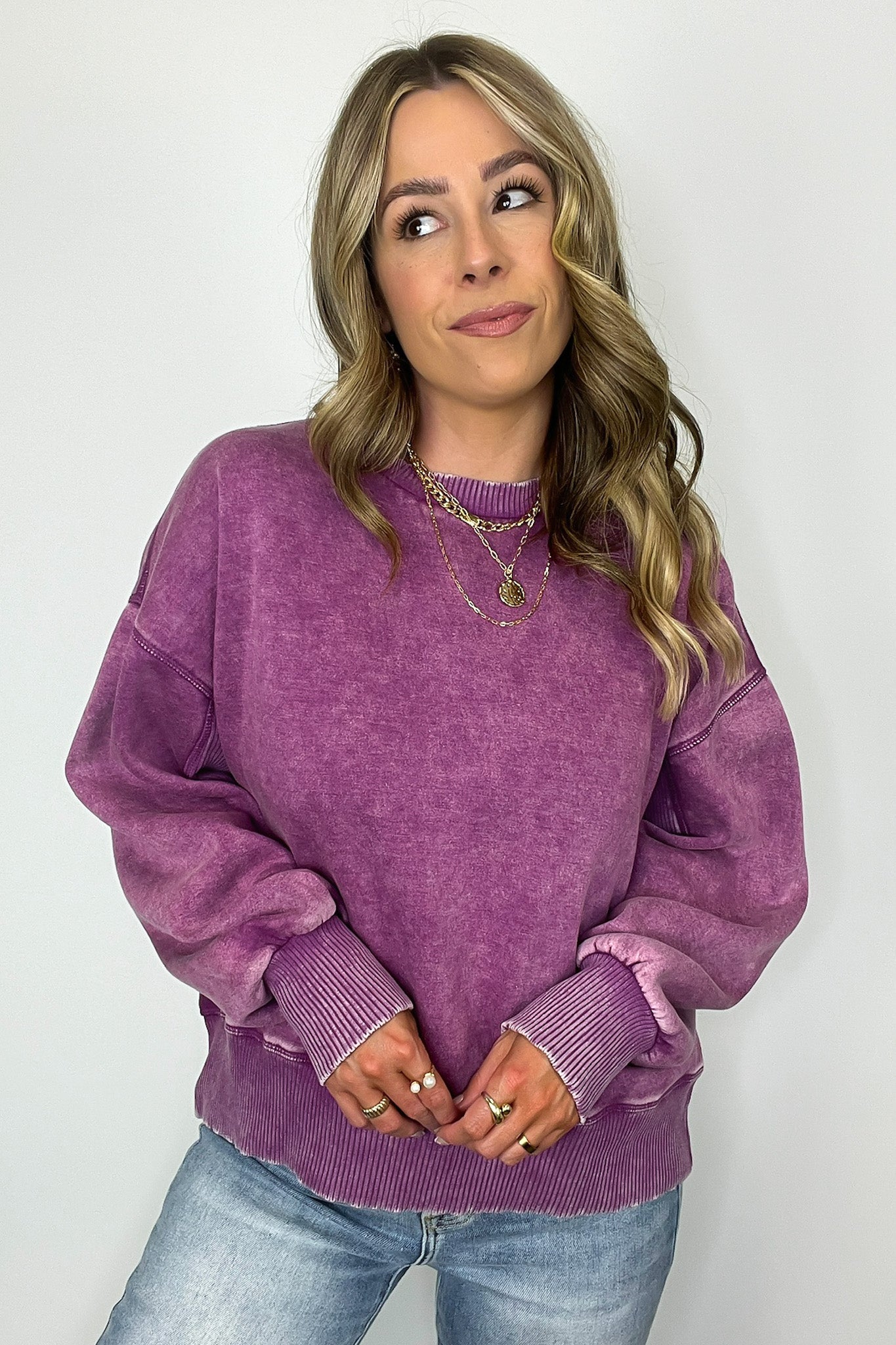  Refined Relaxation Acid Wash Pullover - BACK IN STOCK - Madison and Mallory