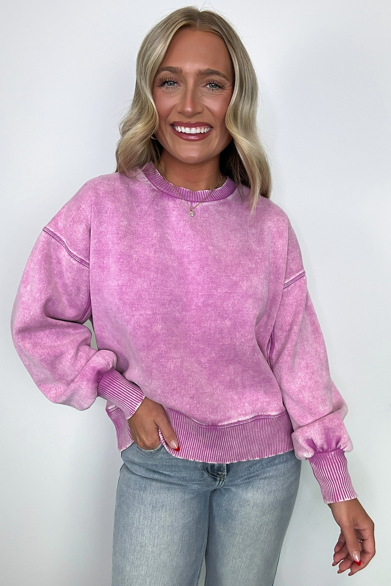  Refined Relaxation Acid Wash Pullover - BACK IN STOCK - Madison and Mallory