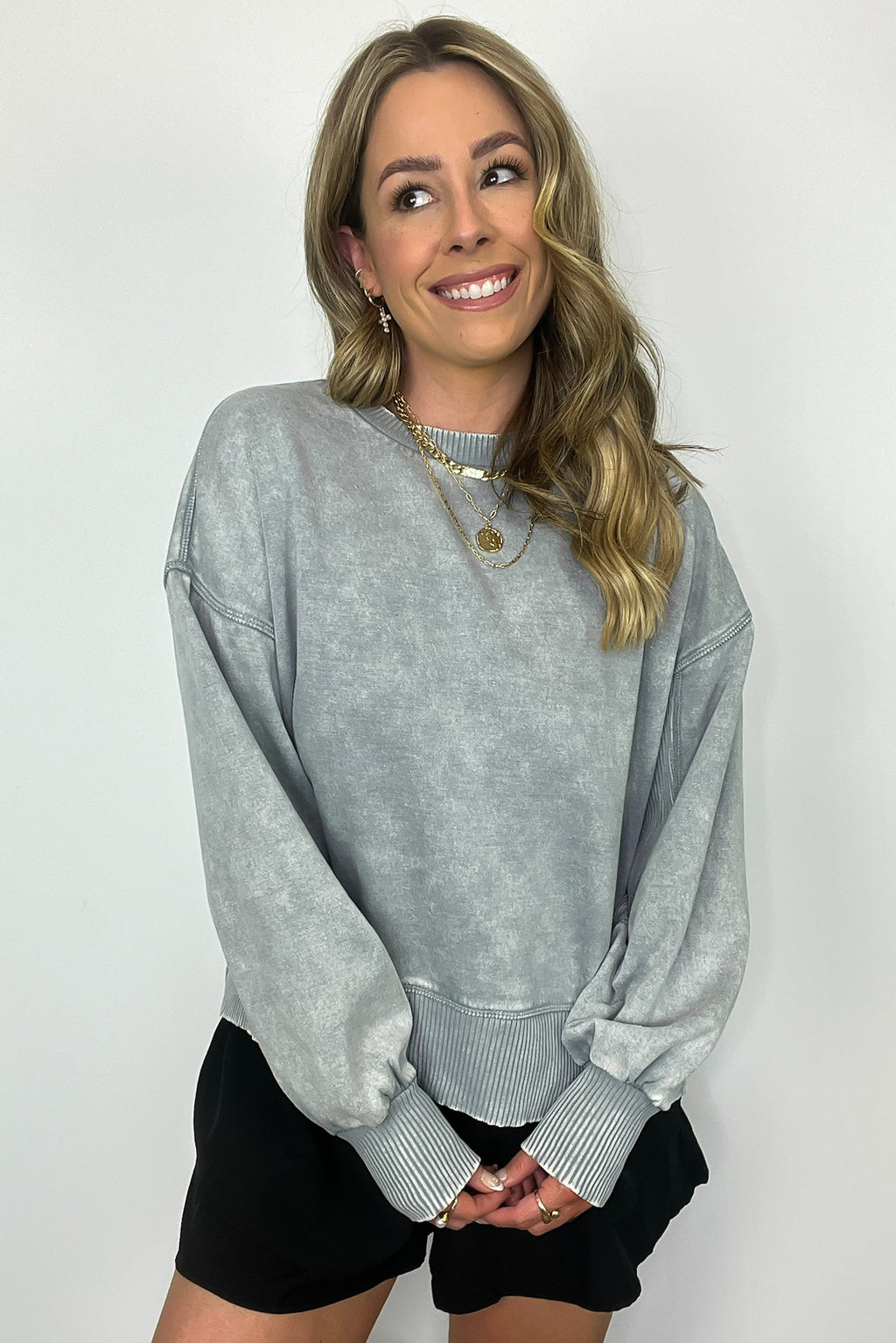 Refined Relaxation Acid Wash Pullover - Madison and Mallory