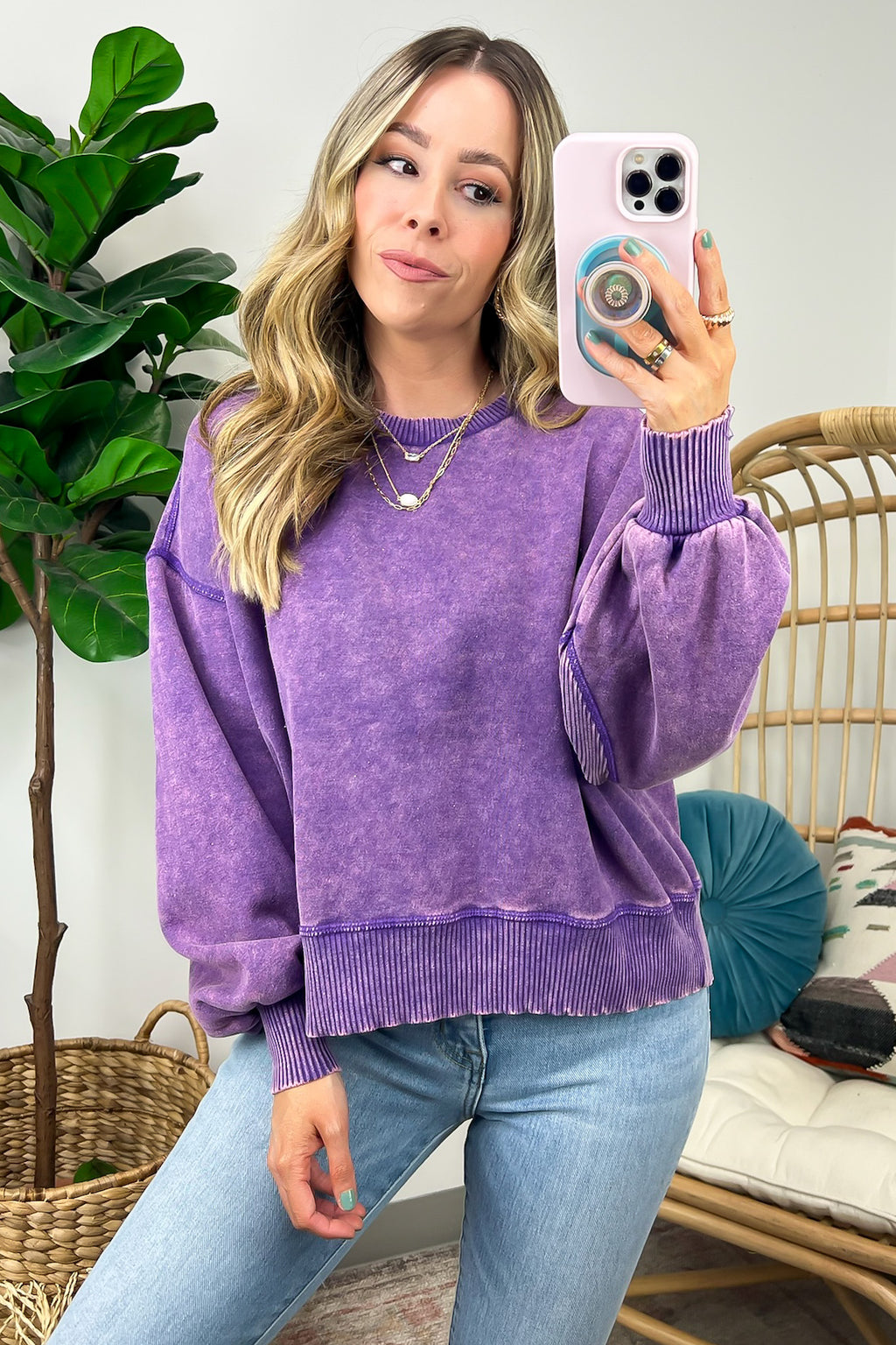  Refined Relaxation Acid Wash Pullover - BACK IN STOCK - Madison and Mallory