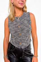 Refined Tradition Tweed Button Up Top - Madison and Mallory