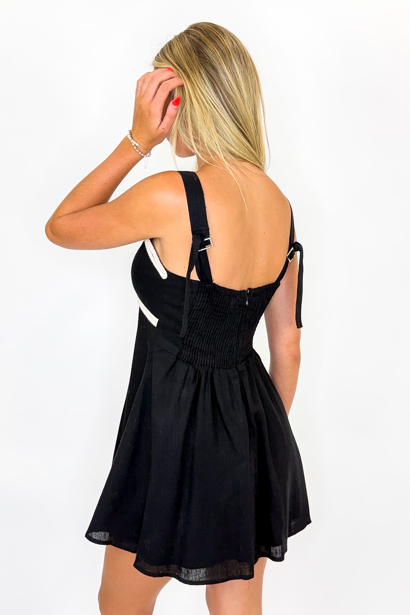 Refined Breeze Braid Trim Detail Linen Dress - Madison and Mallory