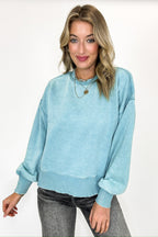 Dusty Teal / S Refined Relaxation Acid Wash Pullover - BACK IN STOCK - Madison and Mallory