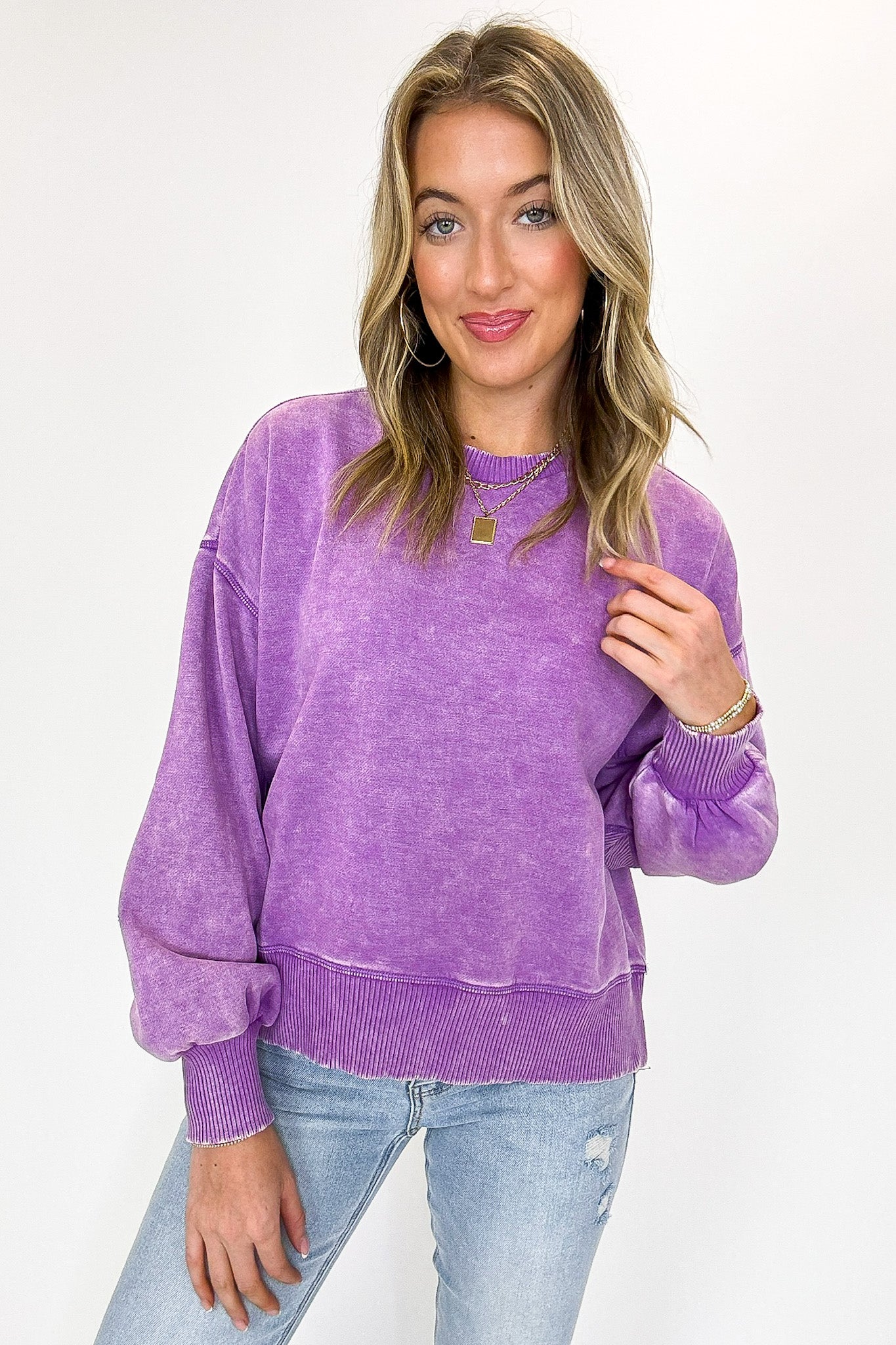 Refined Relaxation Acid Wash Pullover - BACK IN STOCK