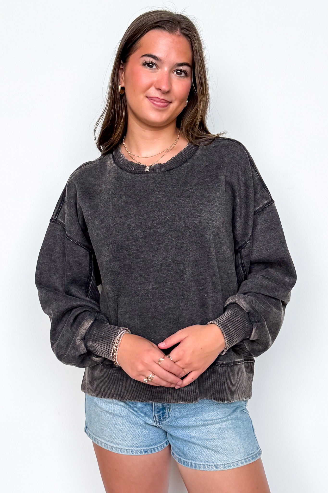 Refined Relaxation Acid Wash Pullover - BACK IN STOCK