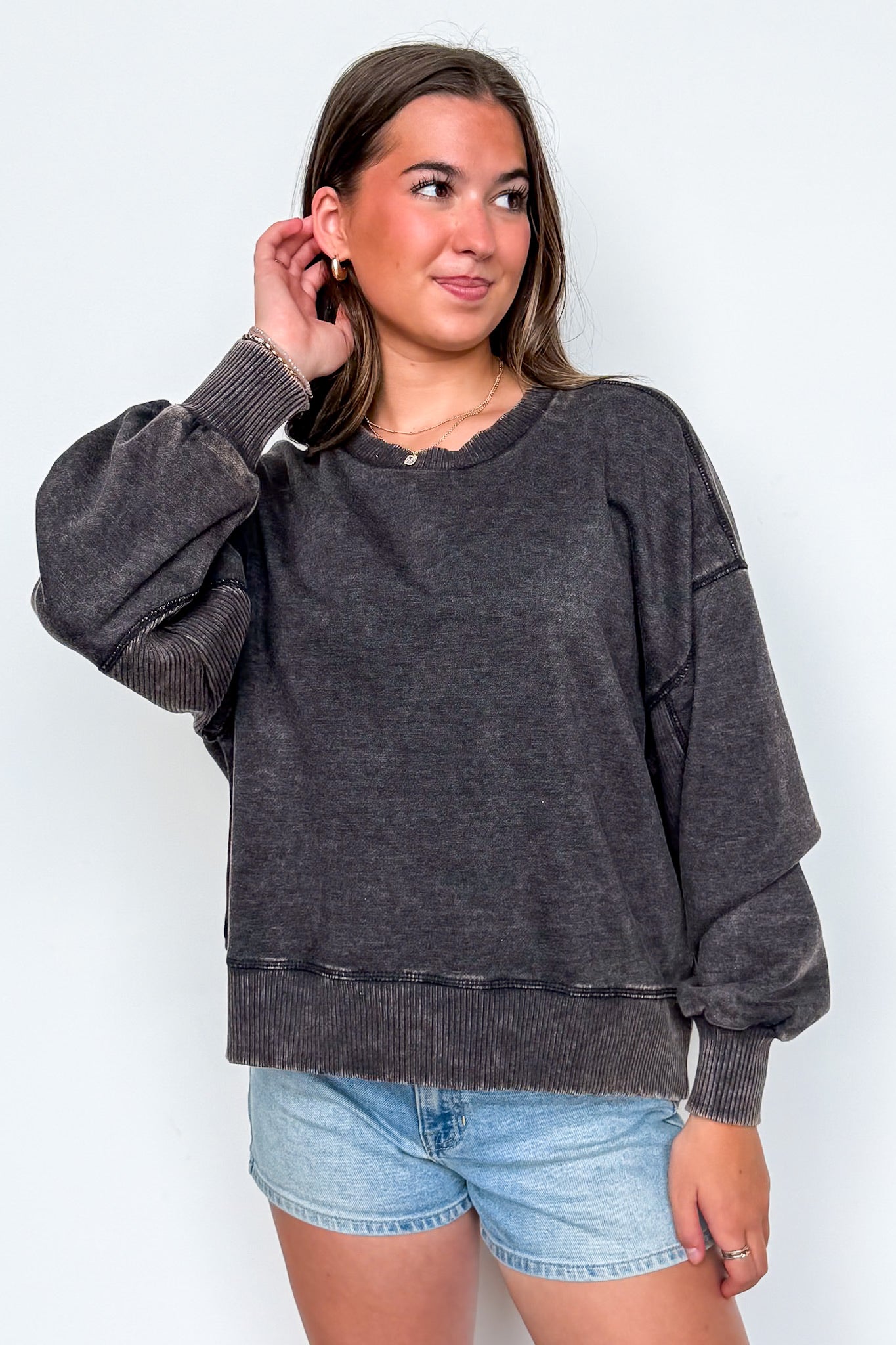 Refined Relaxation Acid Wash Pullover - BACK IN STOCK
