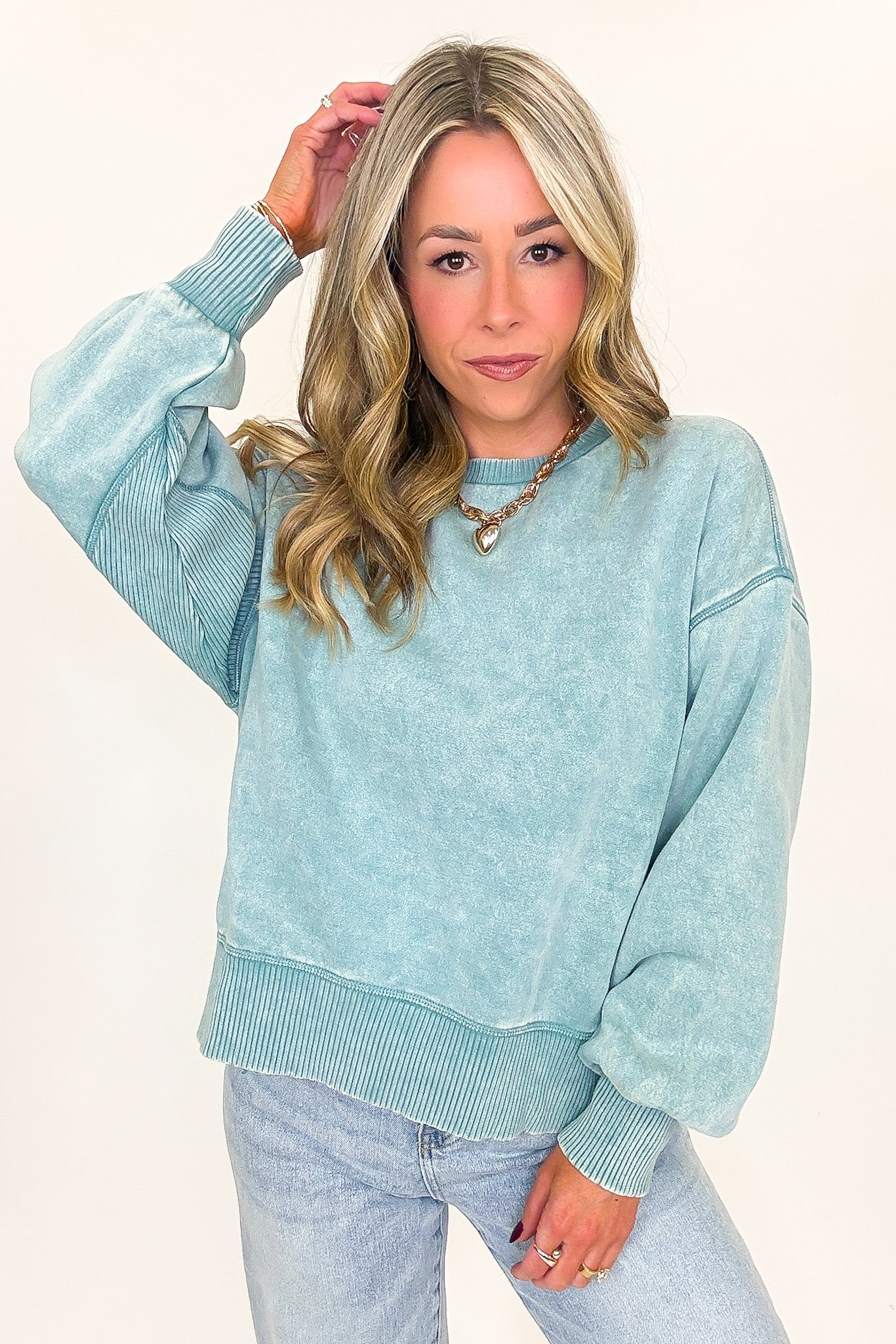 Refined Relaxation Acid Wash Pullover - BACK IN STOCK - Madison and Mallory