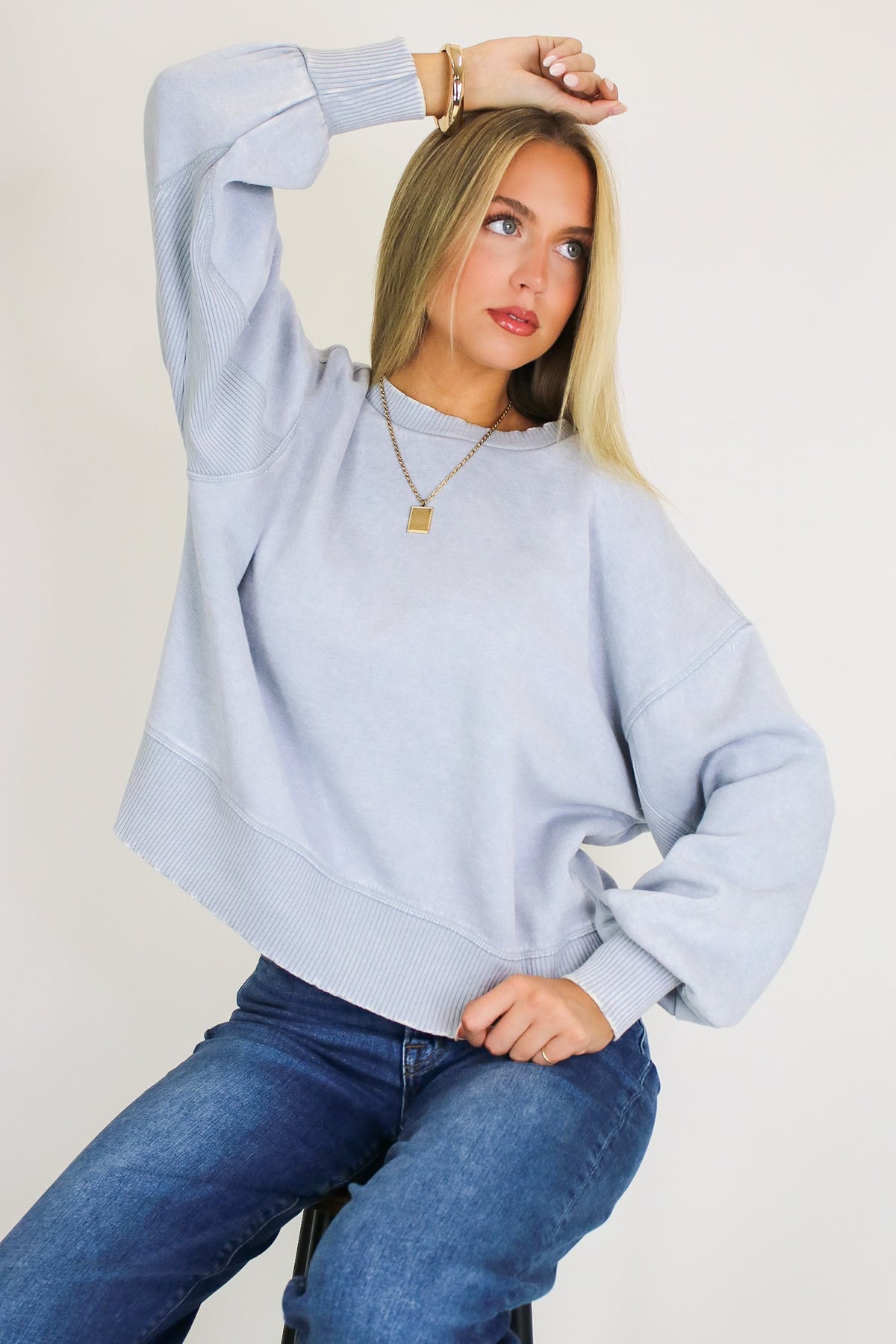 Refined Relaxation Acid Wash Pullover - Madison and Mallory