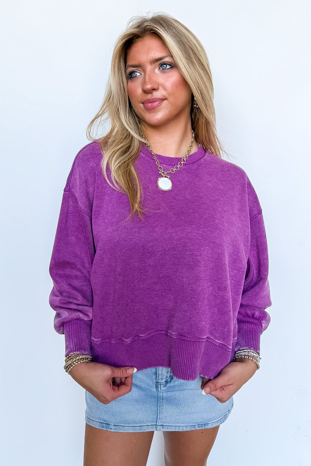 Refined Relaxation Acid Wash Pullover