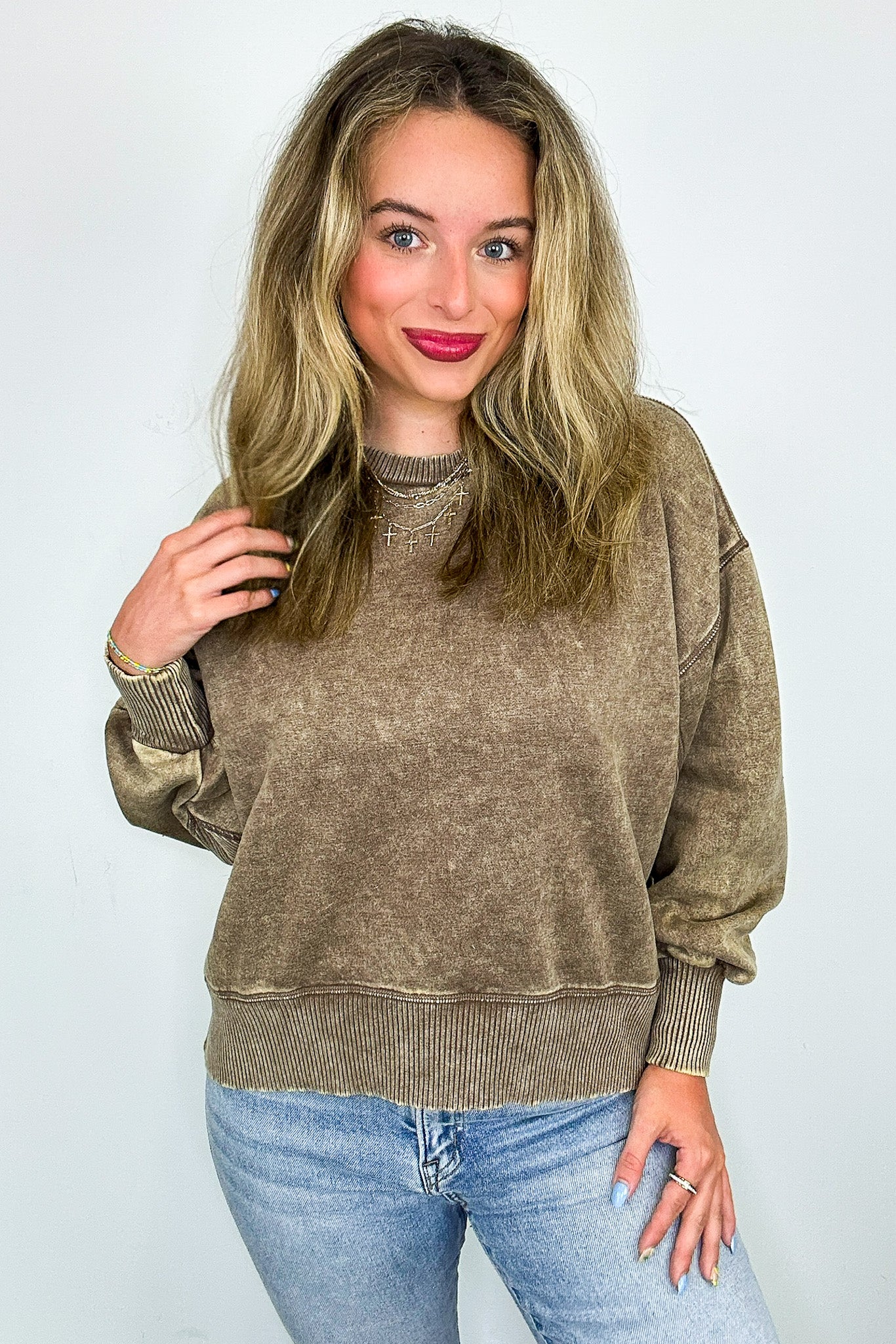 Refined Relaxation Acid Wash Pullover - BACK IN STOCK - Madison and Mallory