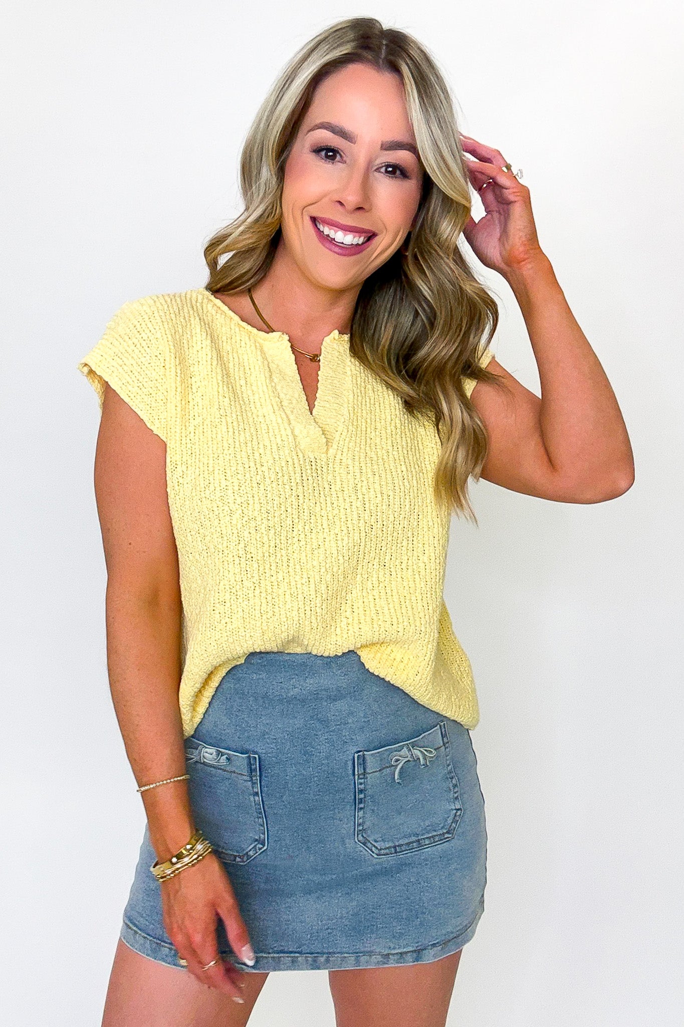 Relaxed Motion Slub Knit Sweater Top - Madison and Mallory