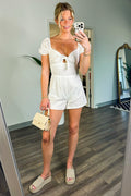 Off White / S Remembering Moments Tie Front Romper - FINAL SALE - Madison and Mallory