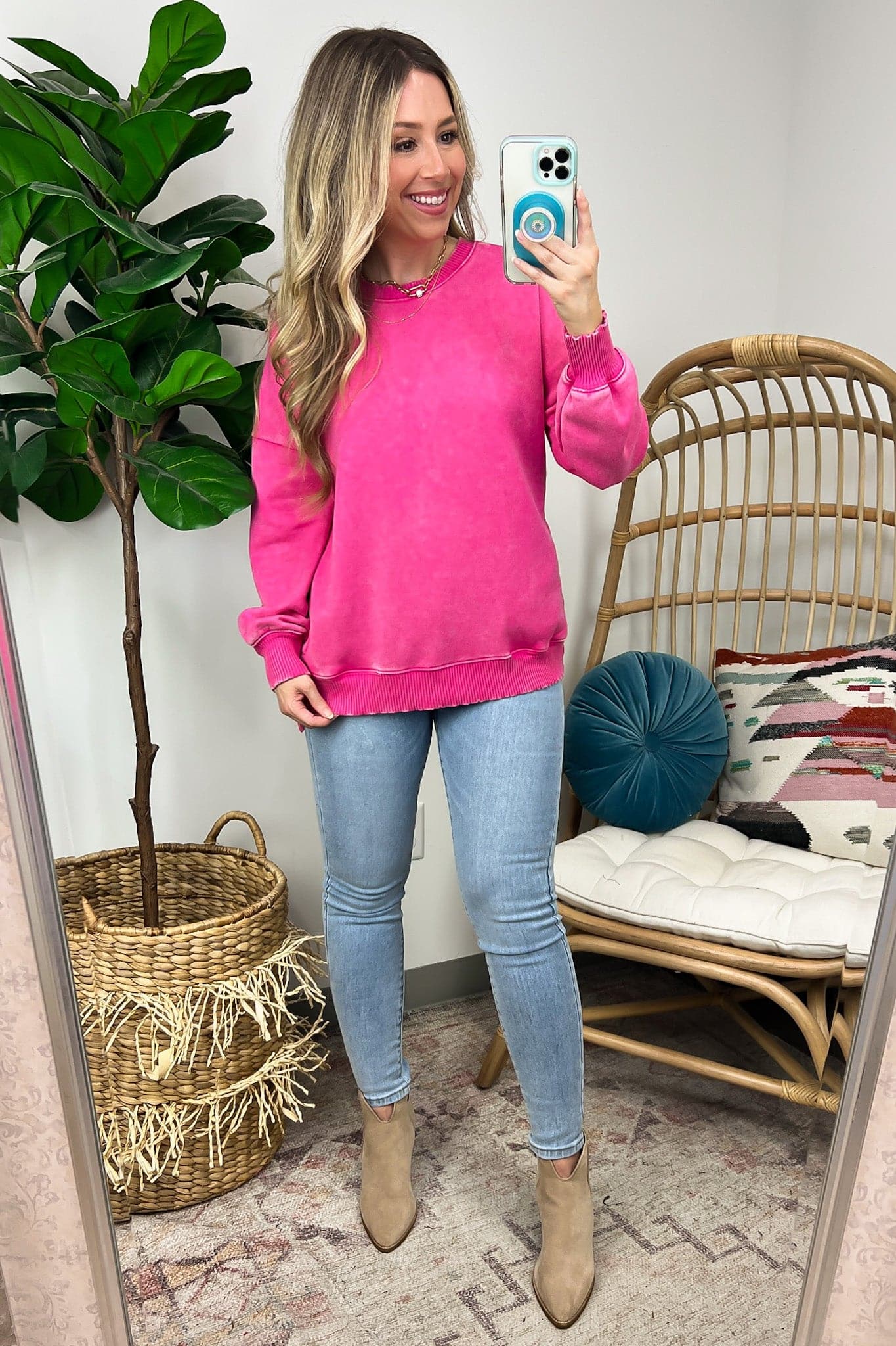  Remind Me Later Acid Wash Fleece Pullover - Madison and Mallory