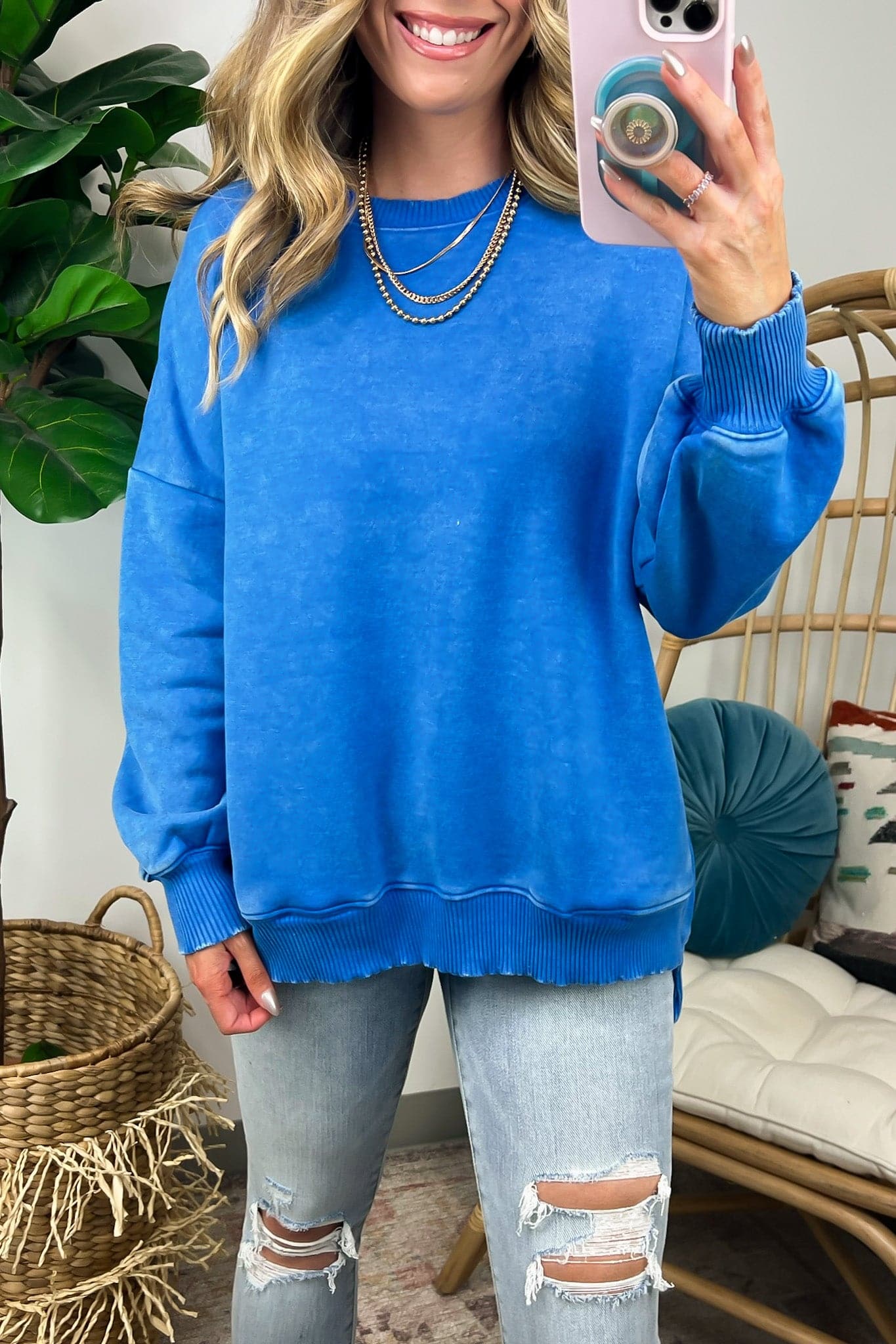  Remind Me Later Acid Wash Fleece Pullover - Madison and Mallory