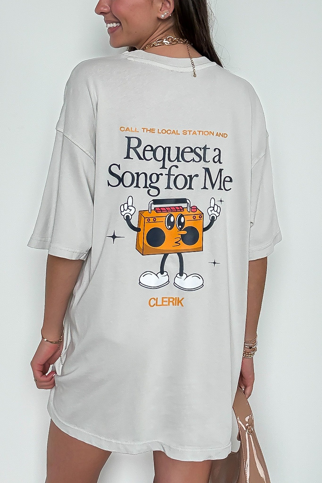 Gray / S Request a Song for Me Relaxed Graphic Tee - Madison and Mallory