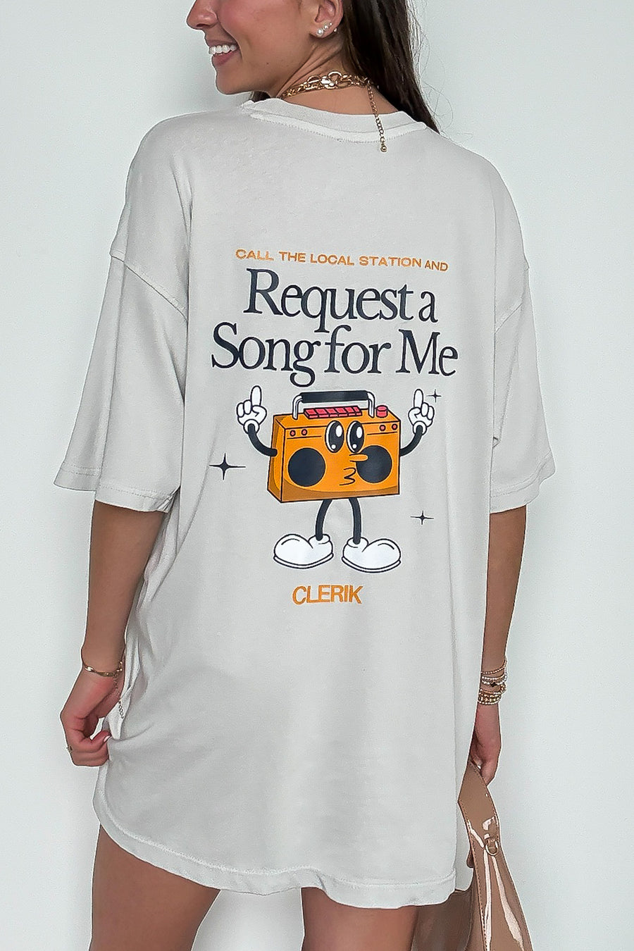 Gray / S Request a Song for Me Relaxed Graphic Tee - Madison and Mallory