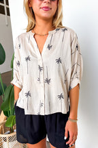 Resort Rhythm Draped Embroidered Palm Tree Top - Madison and Mallory