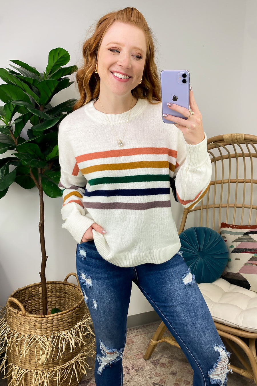 S / Rainbow Retro Rainbows Striped Sweater - Madison and Mallory