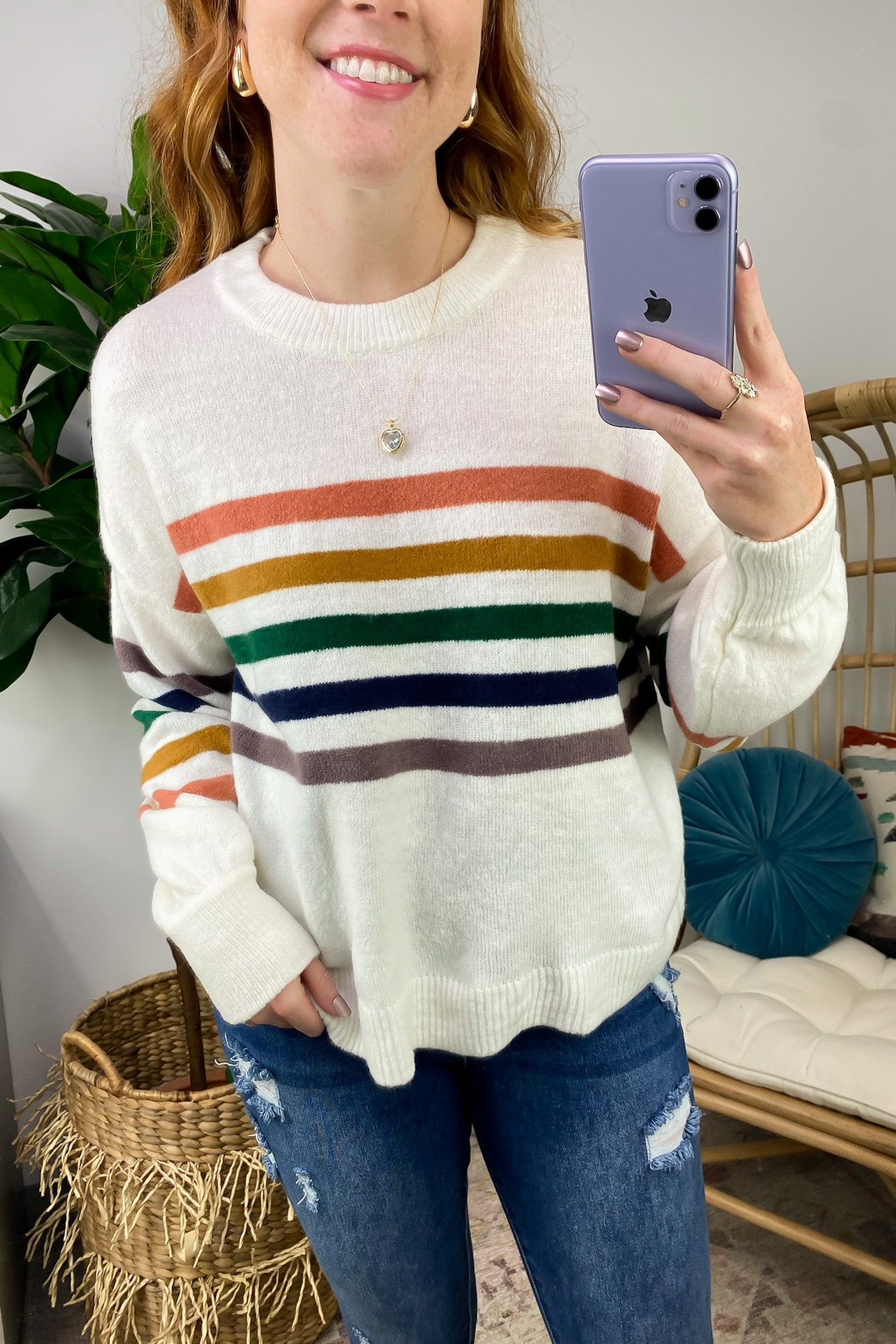  Retro Rainbows Striped Sweater - Madison and Mallory