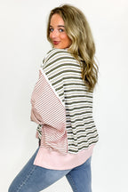 Reverse Vibe Stripe Mixed Cut Edge Top - FINAL SALE - Madison and Mallory