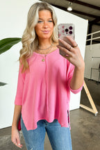 Rhysa Textured Knit V-Neck Top - FINAL SALE - Madison and Mallory
