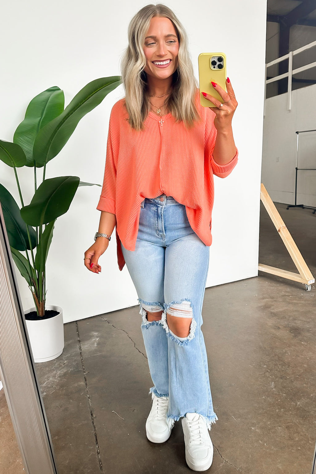 Rhysa Textured Knit V-Neck Top - FINAL SALE - Madison and Mallory