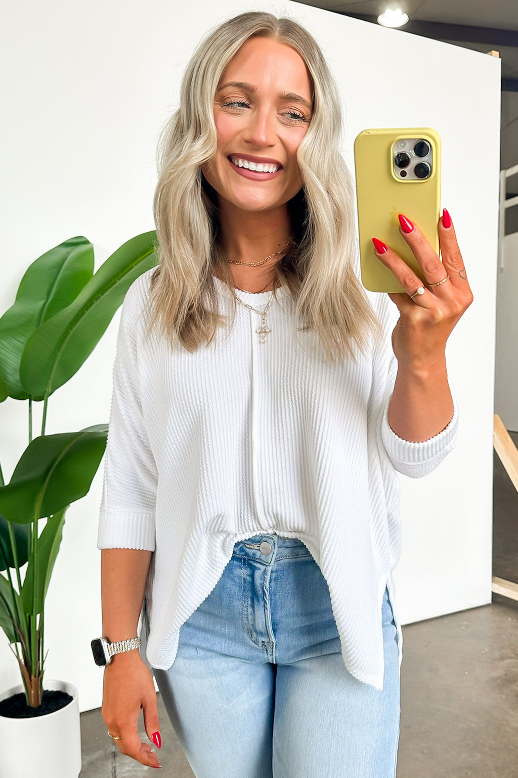 Rhysa Textured Knit V-Neck Top - FINAL SALE - Madison and Mallory