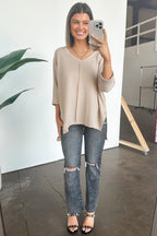  Rhysa Textured Knit V-Neck Top - BACK IN STOCK - Madison and Mallory
