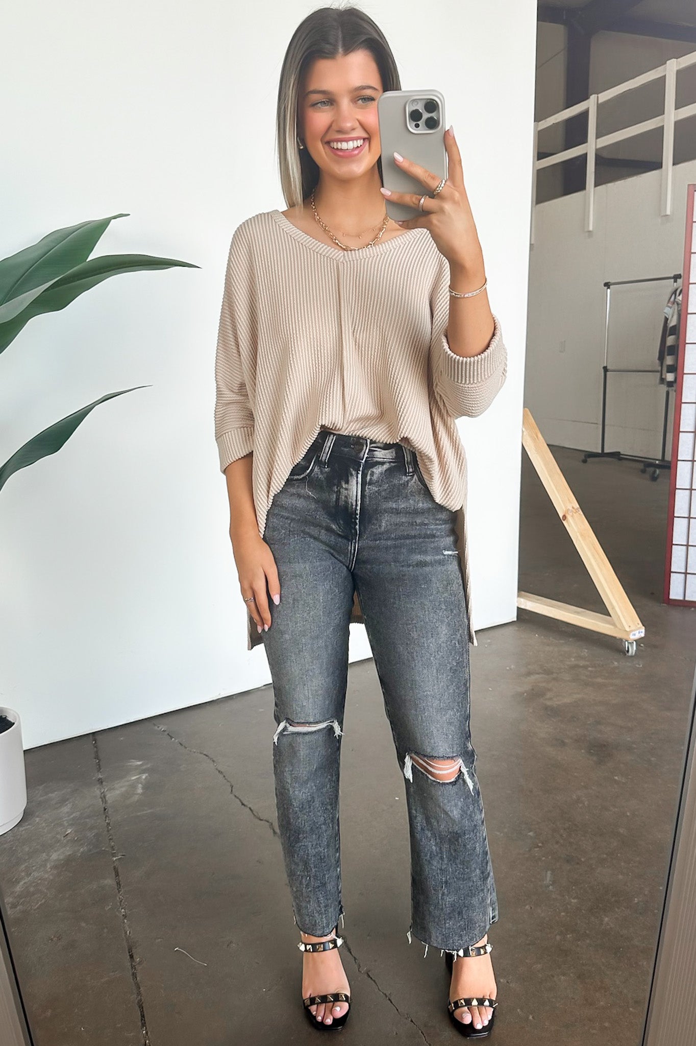  Rhysa Textured Knit V-Neck Top - BACK IN STOCK - Madison and Mallory