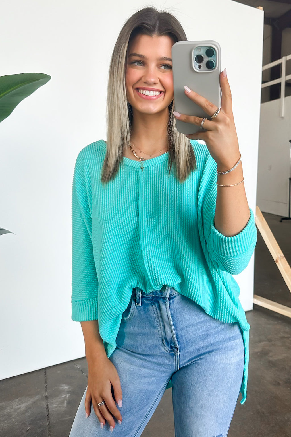  Rhysa Textured Knit V-Neck Top - BACK IN STOCK - Madison and Mallory