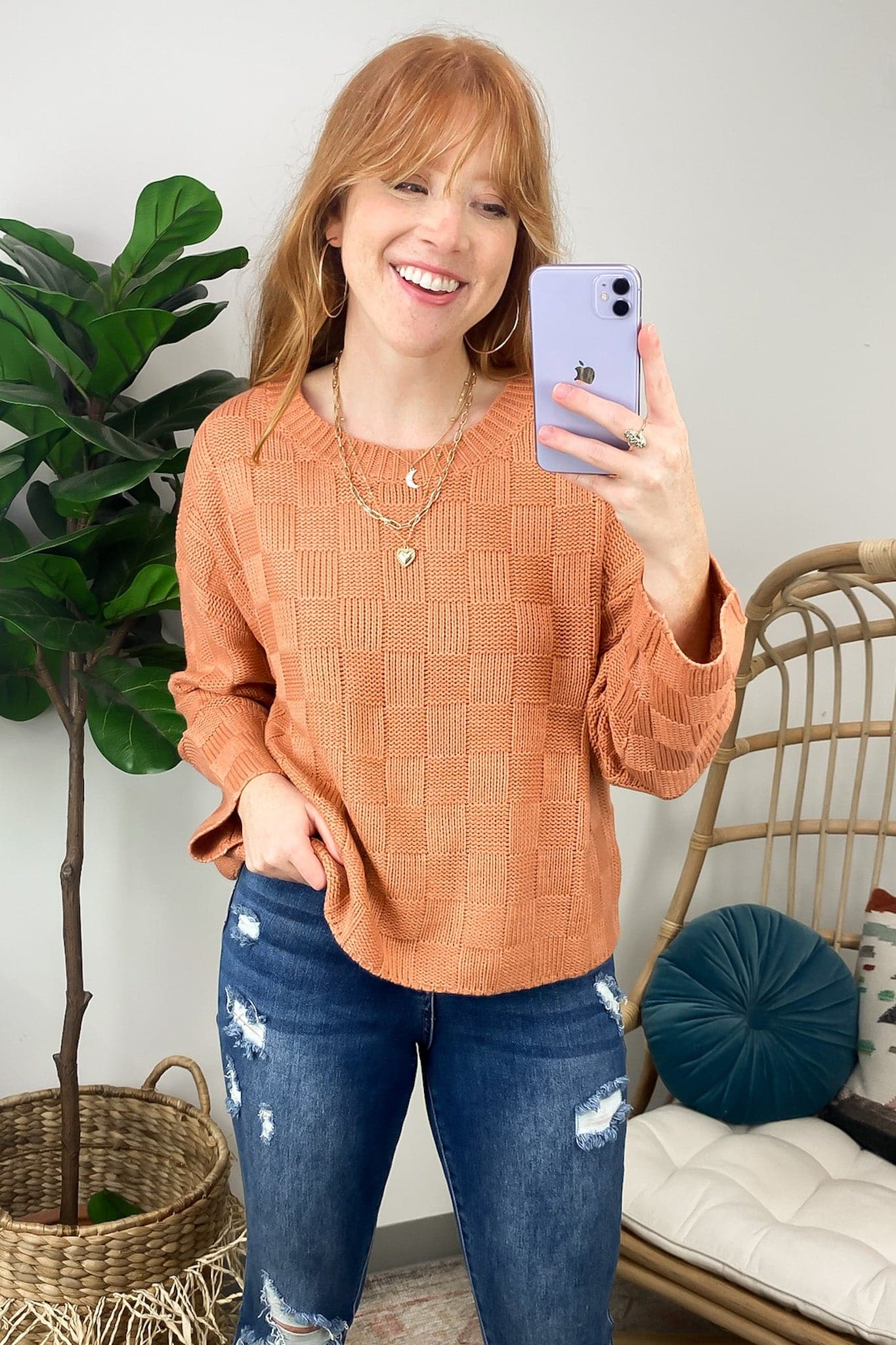  Rianah Checkered Knit Sweater - FINAL SALE - Madison and Mallory