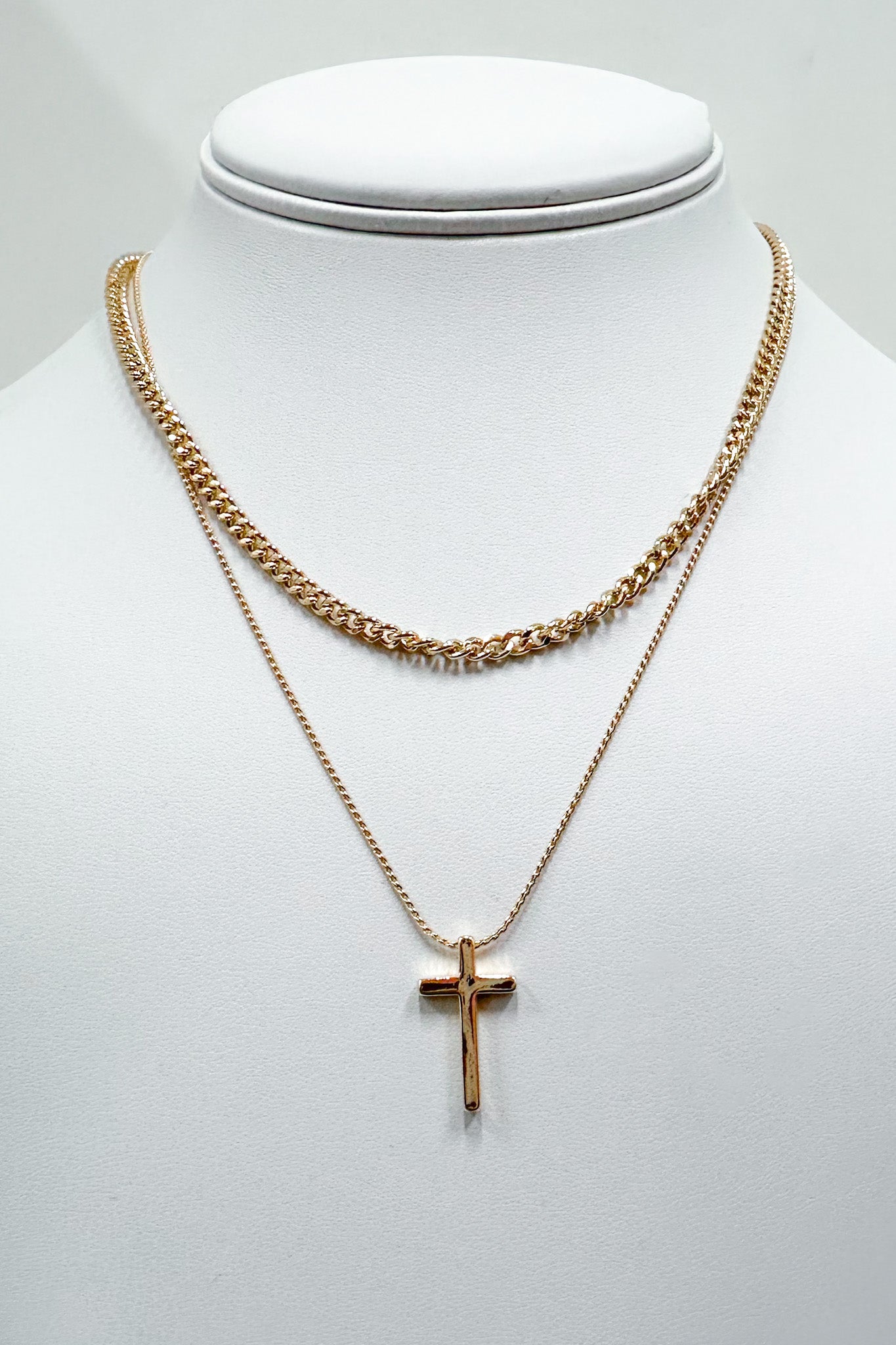 Gold Rianne Layered Cross Necklace - Madison and Mallory