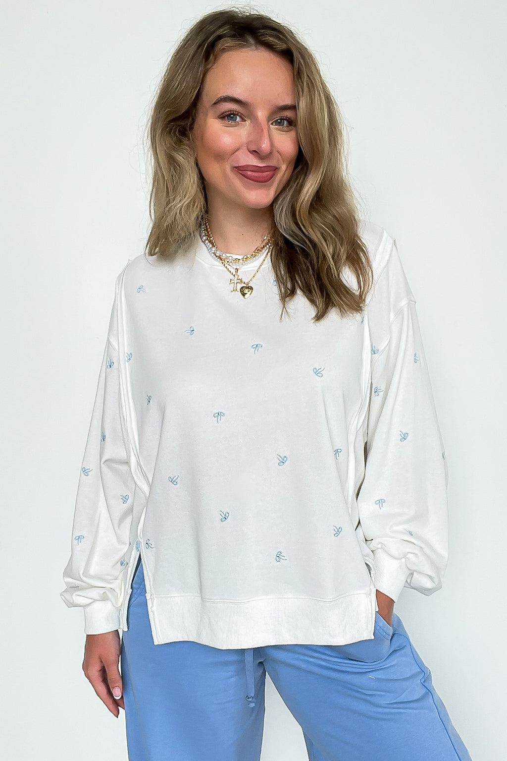 Ribbon Dreams Bow Embroidered Pullover - FINAL SALE - Madison and Mallory