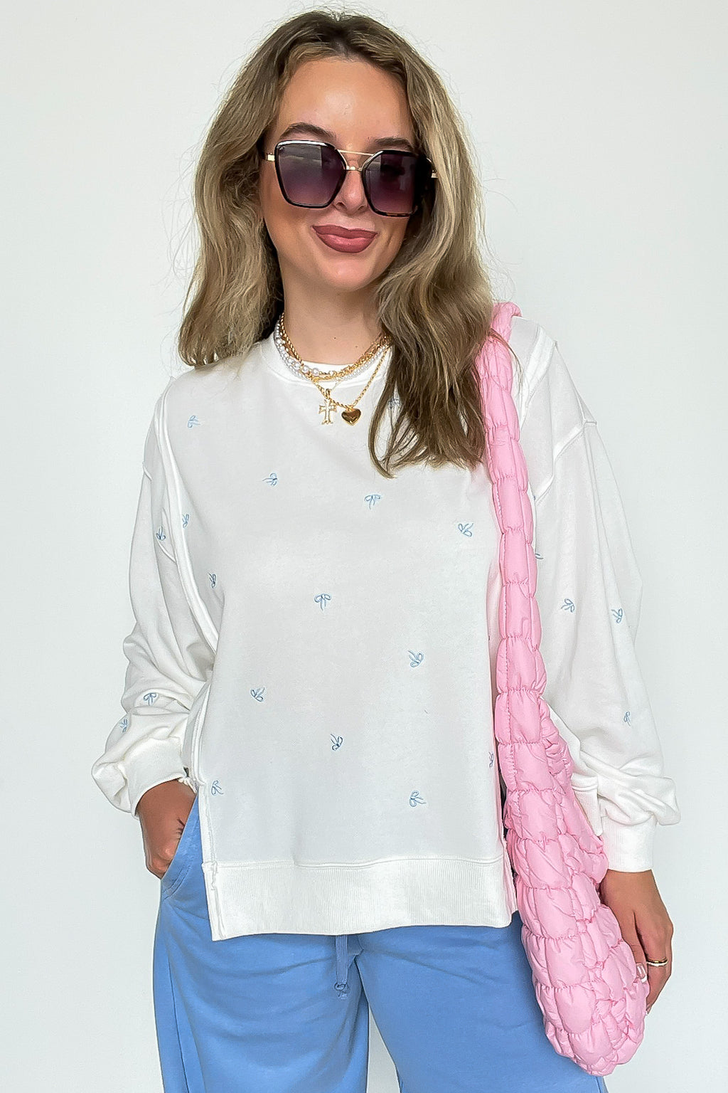 Ribbon Dreams Bow Embroidered Pullover - FINAL SALE - Madison and Mallory