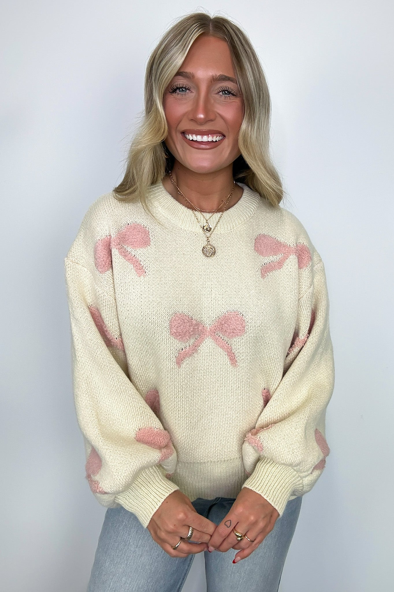  Ribbons and Bows Oversized Knit Sweater - Madison and Mallory