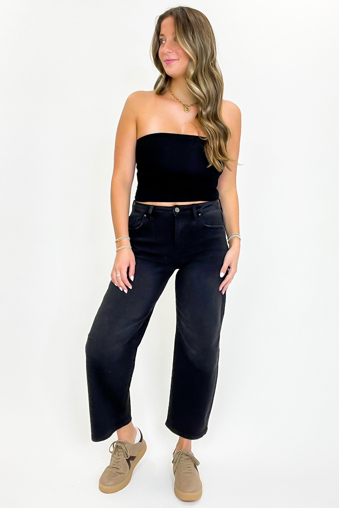 Ridgeway Mid Rise Fit Crop Wide Barrel Leg Jeans - FINAL SALE - Madison and Mallory
