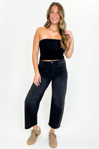 Ridgeway Mid Rise Fit Crop Wide Barrel Leg Jeans - FINAL SALE - Madison and Mallory